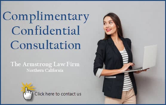 A Woman on a Laptop Next to the Words "Complimentary Confidential Consultation"